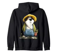 Caprichoso Perro Jardinero Overoles Sombrero de Paja Sudadera con Capucha
