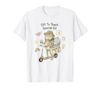 Caprichoso Profesor de Educación Especial Rana Scooter Café Camiseta gráfica económica, Hombre, Blanco, XL