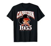 Capricornio 1955 Afro Queen Zodiac Regalos de cumpleaños Camiseta