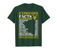 Capricornio Zodiaco Hechos diseño Signo del Zodiaco Capricornio Camiseta, Hombre, Verde Bosque, XL