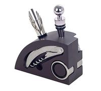 CAPRILO Elegante Set de Vino Decorativo de Madera con 6 Accesorios. Sacacorchos. Abrebotellas. Regalos Originales. Menaje de Cocina. Decoración Hogar. 13 x 5 x 14,50 cm