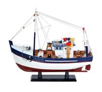 CAPRILO Figura Decorativa de Madera Barco Multicolor Pesquero Adornos y Esculturas. Marino. Decoración Hogar. Regalos Originales. 45 x 14 x 39 cm.