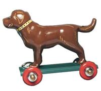 CAPRILO Figura Decorativa de Metal Perro Labrador Marrón con Ruedas. Animales a Escala. Detalles de Colección. Adornos. Regalos Originales. Decoración Hogar. PR
