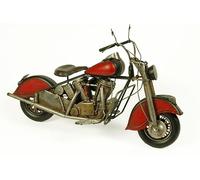 CAPRILO Figura Decorativa de Metal Retro Moto Harley Antigua Roja Vehículos. Adornos y Esculturas. Coleccionismo. Regalos Originales. 38 x 15 x 23 cm. IB