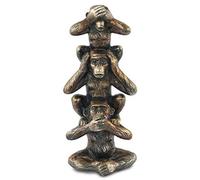 CAPRILO Figura Decorativa de Resina 3 Monos no Ve, no Habla, no Oye. Adornos y Esculturas. Animales. Decoración Hogar. Regalos Originales. 20 x 8.5 x 6 cm.