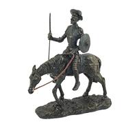 CAPRILO Figura Decorativa de Resina Don Quijote sobre Caballo Regalos Originales. Decoración Hogar. Adornos y Esculturas 30 x 26 x 8 cm.