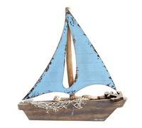 CAPRILO Figura Decorativa Marinera de Madera Barco Velero con Ancla. Adornos y Esculturas. Decoración Hogar. Regalos Originales. 30,50 x 3,50 x 31,50 cm