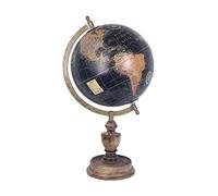 CAPRILO. Globo Terráqueo Decorativo Negro con Pié Mapamundi Material Escolar Educativo. Papelería. Adornos. Regalos Originales. Decoración Hogar. 22 x 20 x 39 cm.