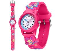 caprock Reloj de pulsera analógico para niños y niñas, con mecanismo de cuarzo, correa de silicona suave y diseño de elementos infantiles, fácil de leer y llevar, reloj de aprendizaje para niños de 3