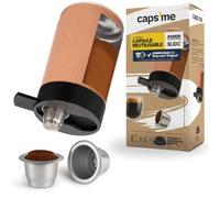 CAPS ME - Kit de cápsulas recargables para Nespresso Original (1 coctelera + 2 cápsulas reutilizables de acero inoxidable + 48 tapas de papel - solución económica y ecológica
