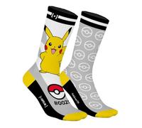 Capslab Calcetines Pokémon Pikachu - Gris - Calcetines de anime con licencia oficial para hombre y mujer - Cómodos calcetines de algodón con diseño de Pikachu y Pokéball - - 39-42