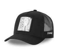 Capslab Gorra Trucker de Rick y Morty | Parche Frontal, Talla Única de Adultos, Cierre a Presión, Visera Curva, Transpirable | Malla y Parte Frontal Negras | Gorra de Hombre y Mujer Estilo Camionero