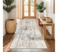 Capslpad Alfombra abstracta de color oro gris, 80 x 200 cm, pasillo de cocina, lavable, pelo corto antideslizante, moderna alfombra minimalista de lana sintética para salón y dormitorio