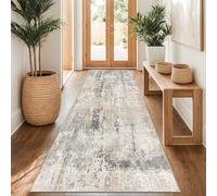 Capslpad Alfombra abstracta de color oro gris, 80 x 300 cm, pasillo de cocina, lavable, pelo corto antideslizante, moderna alfombra minimalista de lana sintética para salón y dormitorio