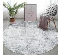 Capslpad Alfombra abstracta gris redonda, diámetro 135 cm, moderna, antideslizante, alfombra para salón, redonda, lavable, alfombra redonda, color beige para salón, dormitorio, estudio, decoración de