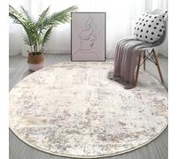 Capslpad Alfombra Abstracta Redonda, 135 cm, Moderna, Antideslizante, Pelo Largo, Lavable, Suave, Beige para Salón, Dormitorio, Estudio