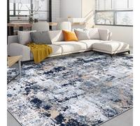 Capslpad Alfombra de Área Abstracta Azul Marino 200x300cm Moderna de Pelo Corto Suave de Lana Sintética Alfombra para Sala de Estar Lavable para Interiores Antideslizante Alfombra de Suelo Minimalista