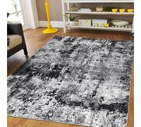 Capslpad Alfombra de Área Abstracta Negra 120x180cm Moderna de Pelo Corto Suave de Lana Sintética Alfombra para Sala de Estar Lavable para Interiores Antideslizante Alfombra de Suelo Minimalista