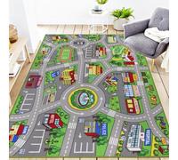 Capslpad Alfombra de juego para coche, 150 x 200 cm, antideslizante, para niños, mapa de la ciudad, alfombra de juego interactiva, lavable a máquina, creativa, educativa, para niños, adolescentes