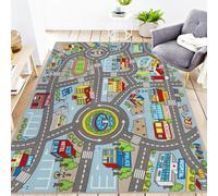 Capslpad Alfombra de juego para coche, 150 x 200 cm, antideslizante, para niños, mapa de la ciudad, alfombra de juego interactiva, lavable a máquina, creativa, educativa, para niños, niñas, habitación