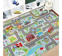 Capslpad Alfombra de juego para niños, 150 x 200 cm, antideslizante, lavable a máquina, alfombra de ejercicio de pelo corto, alfombra educativa para habitación de niños, sala de juegos infantil, azul