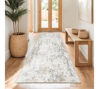 Capslpad Alfombra de pasillo 80 x 200 cm, color beige, abstracta, lavable, antideslizante, alfombra de cocina, moderna, minimalista de pelo corto, alfombra para salón o dormitorio