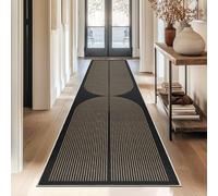 Capslpad Alfombra de pasillo 80 x 300 cm con aspecto de yute, alfombra de cocina, lavable natural, alfombra negra y marrón, antideslizante, pasillo, cocina, dormitorio, balcón