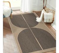 Capslpad Alfombra de pasillo de 80 x 150 cm, aspecto de yute, alfombra de cocina, lavable natural, alfombra negra, antideslizante, salón, pasillo, entrada, cocina, dormitorio, balcón