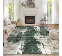 Capslpad Alfombra grande moderna abstracta de 160 x 230 cm, antideslizante, de pelo corto, de lana sintética, ligera, lavable, minimalista, para sala de estar, dormitorio, oficina, decoración verde
