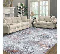 Capslpad Alfombra grande moderna abstracta de 160 x 230 cm, antideslizante, de pelo corto, de lana sintética, para dormitorio, ligera, lavable, minimalista, para decoración de sala de estar