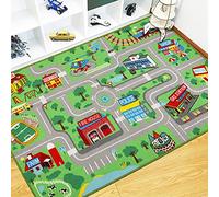 Capslpad Alfombra infantil de juego para niños de ciudad, 160 x 100 cm, antideslizante, lavable a máquina, pelo corto, alfombra de juegos educativa, para habitación de niños, sala de juegos,
