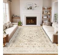 Capslpad Alfombra lavable para sala de estar, comedor, cocina, oficina, decoración vintage, antideslizante, 200 x 300 cm, beige