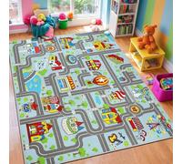 Capslpad Alfombra para niños para sala de juegos, color azul cielo, alfombra de juego para tráfico, coche, alfombra de 6.5 x 5 pies, alfombra de aprendizaje educativa, alfombra lavable para niños y