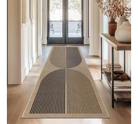 Capslpad Alfombra para pasillo, 80 x 200 cm, alfombra de arpillera, natural, lavable, negro, marrón, antideslizante, alfombra de cocina para pasillo, pasillo, cocina, dormitorio, balcón