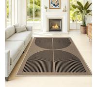 Capslpad Alfombra para salón, 120 x 180 cm, aspecto de yute, alfombra de cocina, lavable natural, alfombra negra, antideslizante, para dormitorio, balcón, entrada, comedor, oficina, decoración