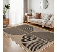 Capslpad Alfombra para salón, 160 x 230 cm, aspecto de yute, alfombra de cocina, lavable natural, alfombra negra, antideslizante, para dormitorio, balcón, entrada, comedor, oficina, decoración