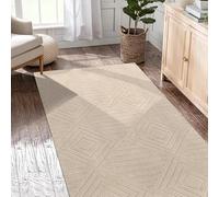 Capslpad Alfombra Pasillo Corredor 80x150cm Beige Moderna Lavable Alfombra de Cocina Alfombra Geometría 3D Efecto Alto Bajo Antideslizante Alfombras para Salón Dormitorio Entrada