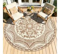 Capslpad Alfombra redonda para exteriores, diámetro de 150 cm, alfombra de balcón, alfombra de camping de plástico, ligera, manta de pícnic, alfombra para exteriores, para balcón, picnic, camping