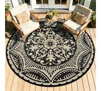 Capslpad Alfombra redonda para exteriores, diámetro de 150 cm, alfombra de balcón, alfombra de camping de plástico, ligera, manta de pícnic, alfombra para exteriores, para balcón, picnic, camping