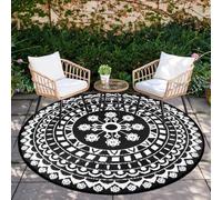 Capslpad Alfombras bohemias redondas de 180 cm, impermeables, para exteriores, patio, picnic, portátil, resistente a los rayos UV, alfombra de paja de plástico para interiores y exteriores, alfombra
