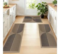 Capslpad Juego de 3 tapetes de cocina antideslizantes con aspecto de yute, lavables y bohemios, color negro y marrón, alfombra de cocina para lavandería, pasillo, (50 x 80 cm + 50 x 120 cm + 50 x 150