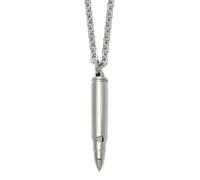 Cápsula de bala de acero inoxidable pulido de 6,7 mm + collar de 5 cm de largo de 51 cm, regalo de joyería para mamá, talla única, Metal Acero inoxidable, No es una piedra preciosa