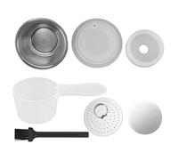 Cápsula de café rellenable, cápsula de café reutilizable de acero inoxidable, resistente a altas temperaturas con tapa de silicona de grado alimenticio para máquinas, (Blanca)