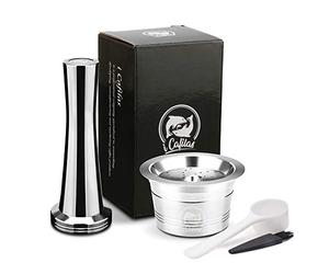 Cápsula de café rellenable Kfee de acero inoxidable reutilizable Cápsula de recambio Filtro de café para Caffitaly Tchibo Cafissimo ALDI Expressi Cápsula de café (Cápsula de café+Tampador de café)