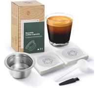 Cápsula de café reutilizable, 100 piezas de sellado de papel de aluminio nuevo material para cápsulas Vertuoline y Vertuo, compatible con cápsulas Vertuoline y Vertuo (cápsula + sello de aluminio tradicional)