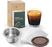 Cápsula de café reutilizable, 100 piezas de sellado de papel de aluminio nuevo material para cápsulas VERTUOLINE y VERTUO, compatible con cápsulas VERTUOLINE y VERTUO (cápsula + papel nuevo)