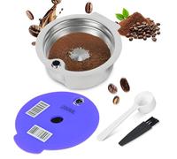 Cápsula de café reutilizable, almohadilla de café de acero inoxidable compatible con cafetera Bosch Tas-simo, filtro de café recargable con código de barras legible (púrpura, 220 ml)