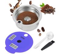 Cápsula de café reutilizable, almohadilla de café de acero inoxidable compatible con cafetera Bosch Tas-simo, filtro de café recargable con código de barras legible (púrpura, 60 ml)