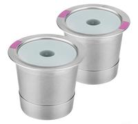 Cápsula de filtro reutilizable de acero inoxidable para cápsulas de café, taza recargable de metal 304 para cafeteras de una sola porción 1.0 y 2.0, alternativa a las cápsulas desechables (plata) (dos