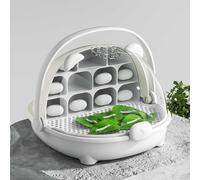 Cápsula espacial para la cría de gusanos de seda, jaula de hábitat animal,Caja de crecimiento para gusanos de seda, tanque de Reptiles, caja de alimentación portátil transparente con mango